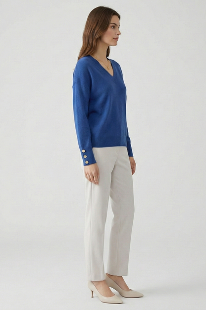 Cleo | V-Neck Button-Cuff Sweater