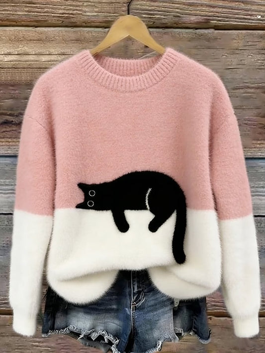 Ines | Cat Motif Knit Sweater