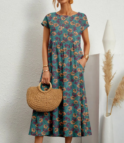 Aria | Women's Tie-Dye Floral Pocket Midi Dress – product image 3