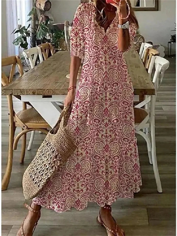 Breezy Floral V-Neck Summer Maxi Dress — product view 5