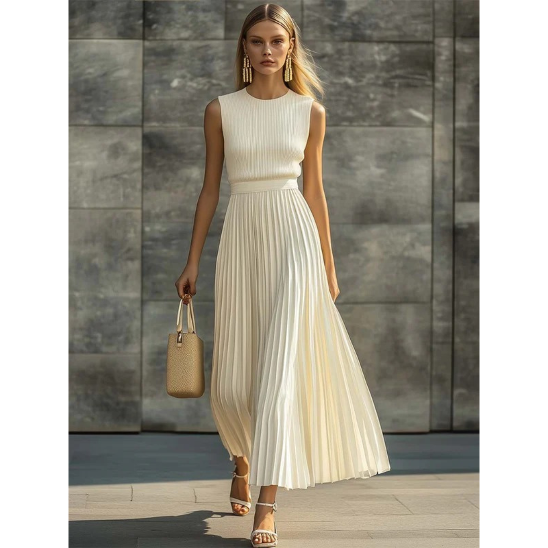Elegant Women's Pleated Maxi Skirt Matching Set — product view 3