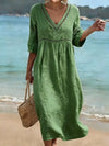 Breezy Women's V-Neck Cotton Midi Dress — product view 1