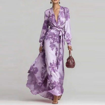 Floral Maxi Dress | Women's Chiffon V-Neck Long-Sleeve, product image 5