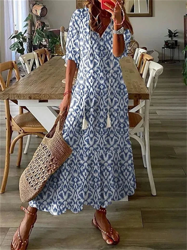 Breezy Floral V-Neck Summer Maxi Dress — product view 4