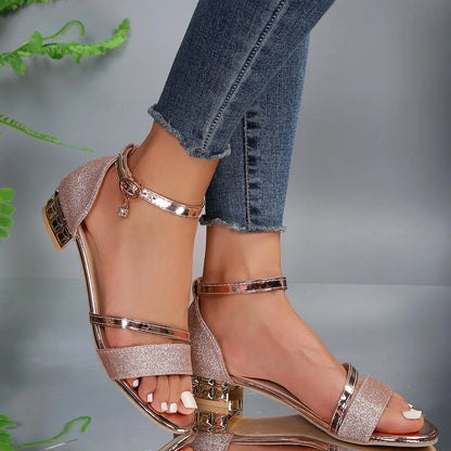 Camille | Women's Glitter Ankle-Strap Low-Heel Sandals – product image 2