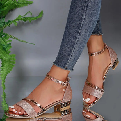 Camille | Women's Glitter Ankle-Strap Low-Heel Sandals – product image 6