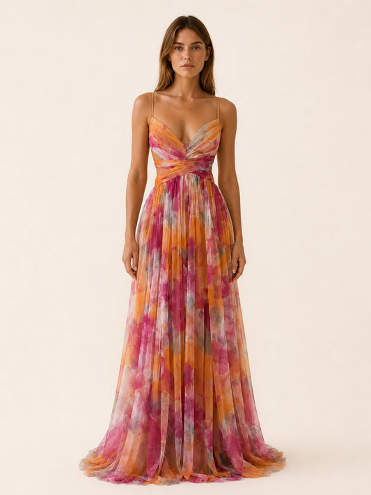 Chloe | Women's Floral V-Neck Wedding Guest Maxi Dress – product image 1