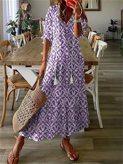Breezy Floral V-Neck Summer Maxi Dress — product view 2