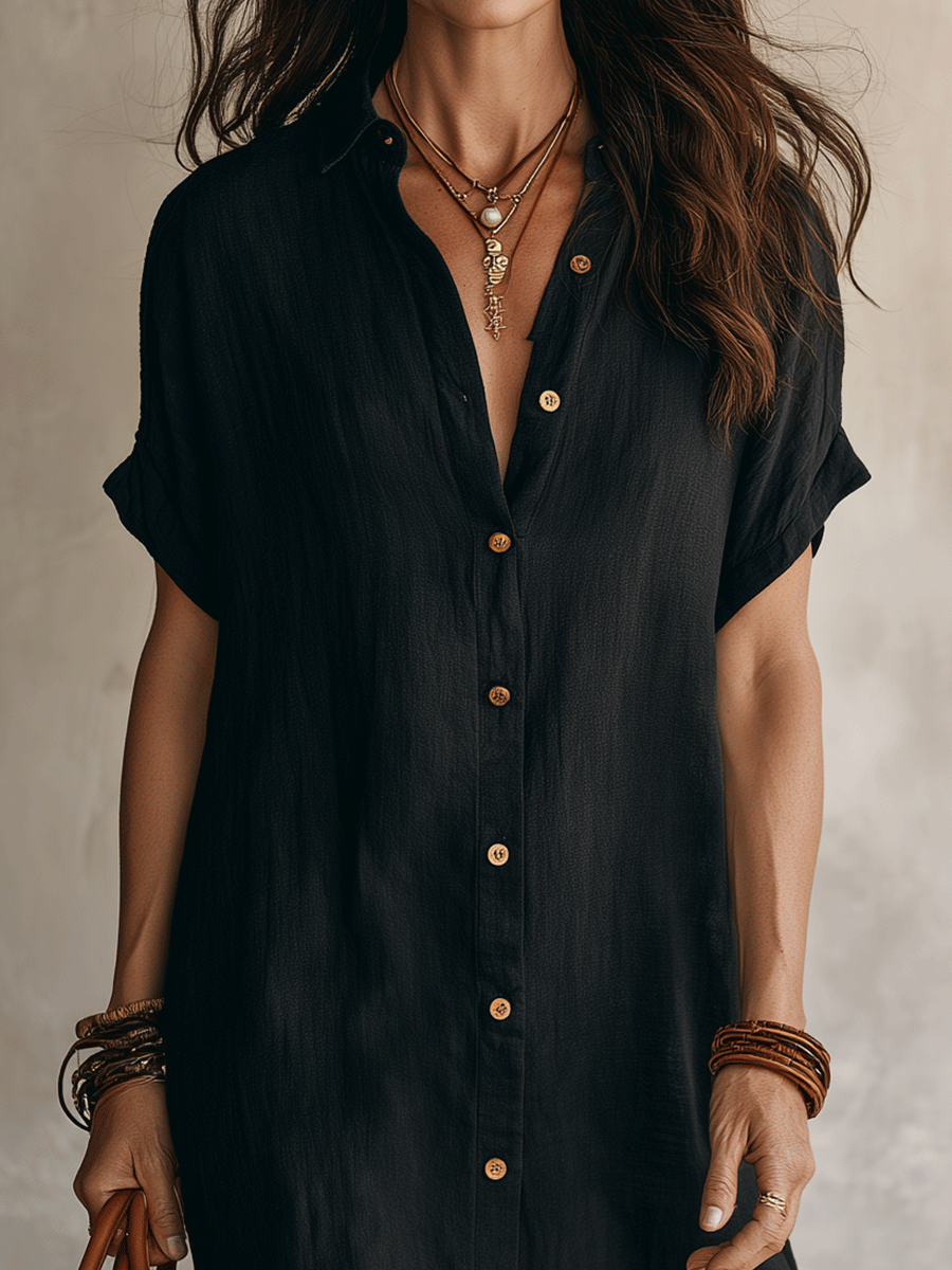 Effortless Linen Summer Midi Shirt Dress — product view 7