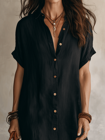 Effortless Linen Summer Midi Shirt Dress — product view 7