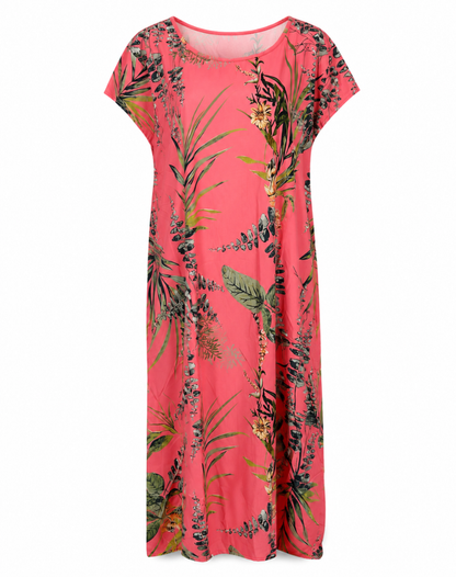Breezy Floral Short-Sleeve Summer Midi Dress — product view 12