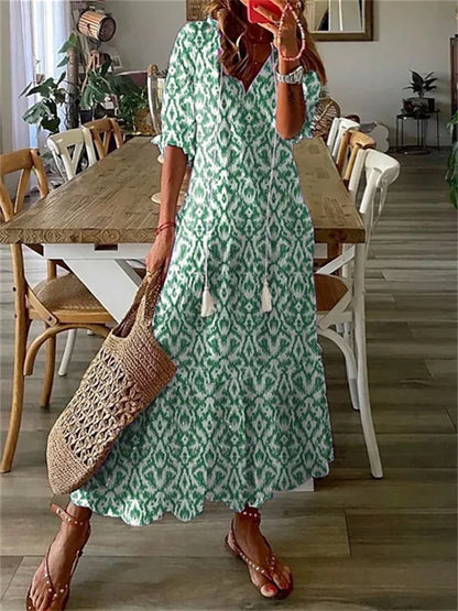 Breezy Floral V-Neck Summer Maxi Dress — product view 3