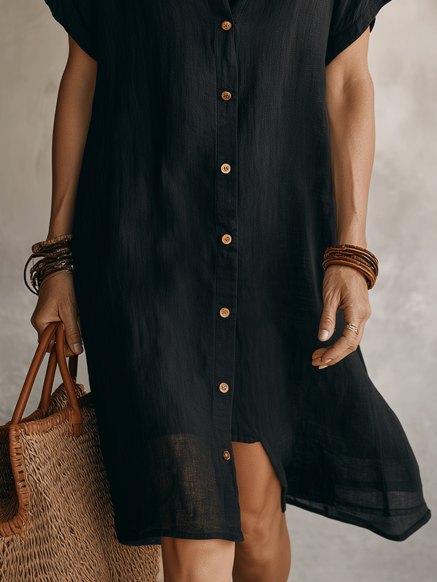 Effortless Linen Summer Midi Shirt Dress — product view 8