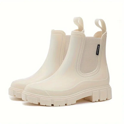 Women's Waterproof Chelsea Boots Slip-On Casual Everyday Ankle Boot — Color: Beige