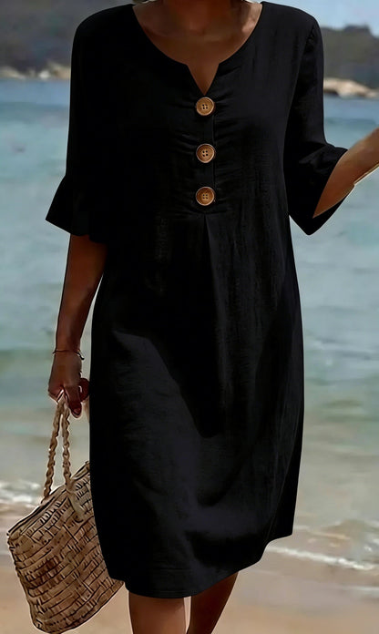 Breezy Linen Short-Sleeve Summer Midi Dress — product view 5