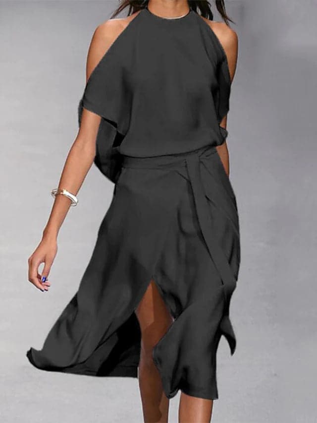 Breezy Off-Shoulder Short-Sleeve Summer Midi Dress — product view 2