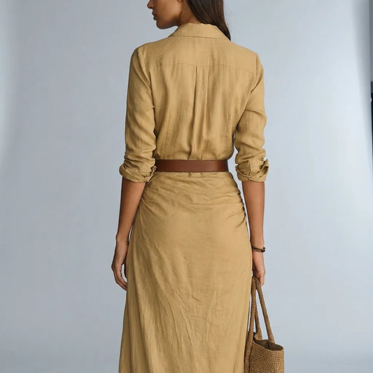 Refined Women's Button-Front Long-Sleeve Maxi Shirt Dress — product view 2