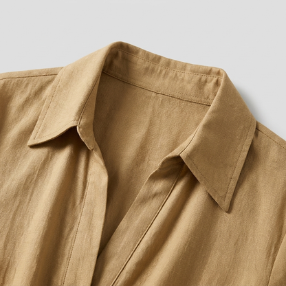 Refined Women's Button-Front Long-Sleeve Maxi Shirt Dress — product view 3