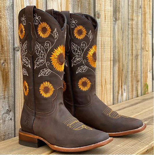 Isabella | Women's Bohemian Sunflower-Pattern Boots – product image 2