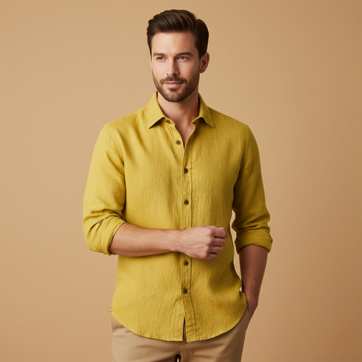 Classic Men's Long-Sleeve Summer Linen Shirt — product view 6