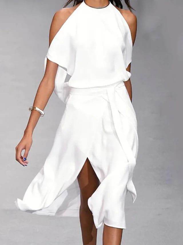 Breezy Off-Shoulder Short-Sleeve Summer Midi Dress — product view 3