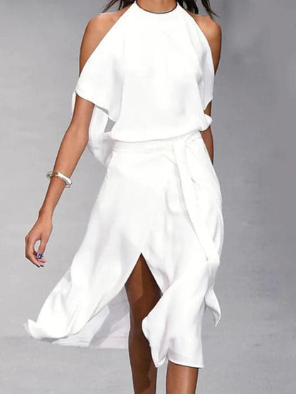 Breezy Off-Shoulder Short-Sleeve Summer Midi Dress — product view 3