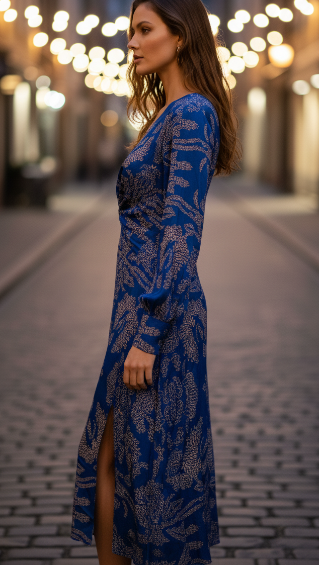 Elegant Women's Long-Sleeve Formal Lace Dress — product view 3