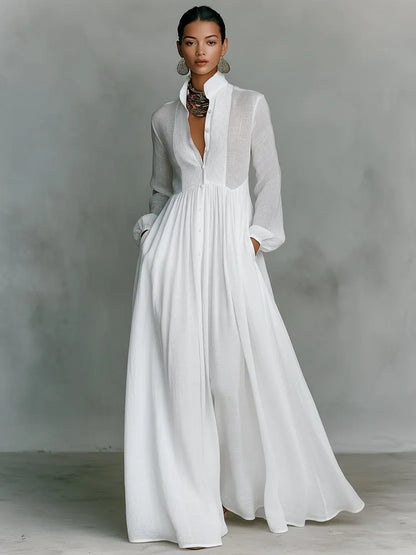 Luna | Women's Button-Front Long-Sleeve Maxi Dress – product image 4