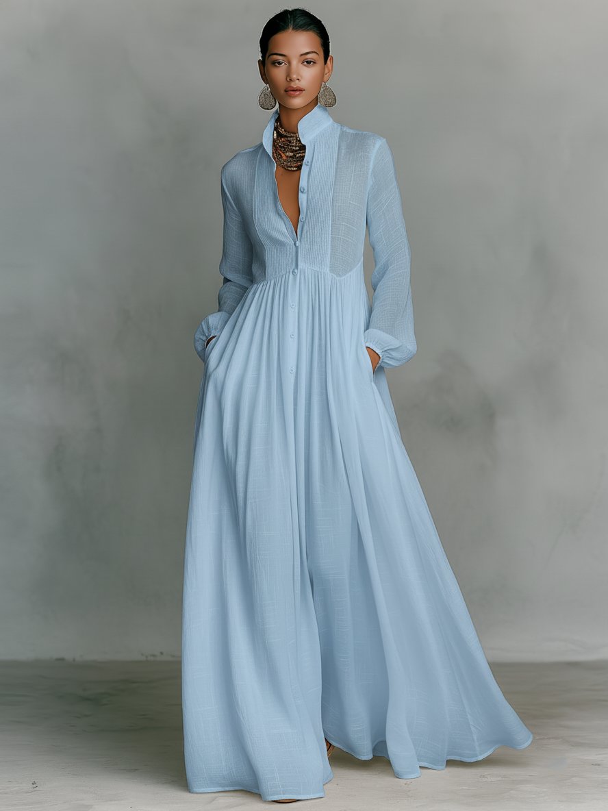 Luna | Women's Button-Front Long-Sleeve Maxi Dress – product image 5