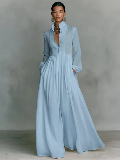 Luna | Women's Button-Front Long-Sleeve Maxi Dress – product image 5