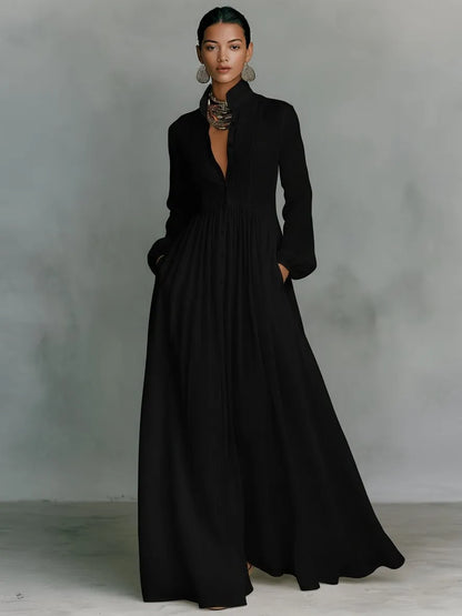 Luna | Women's Button-Front Long-Sleeve Maxi Dress – product image 6