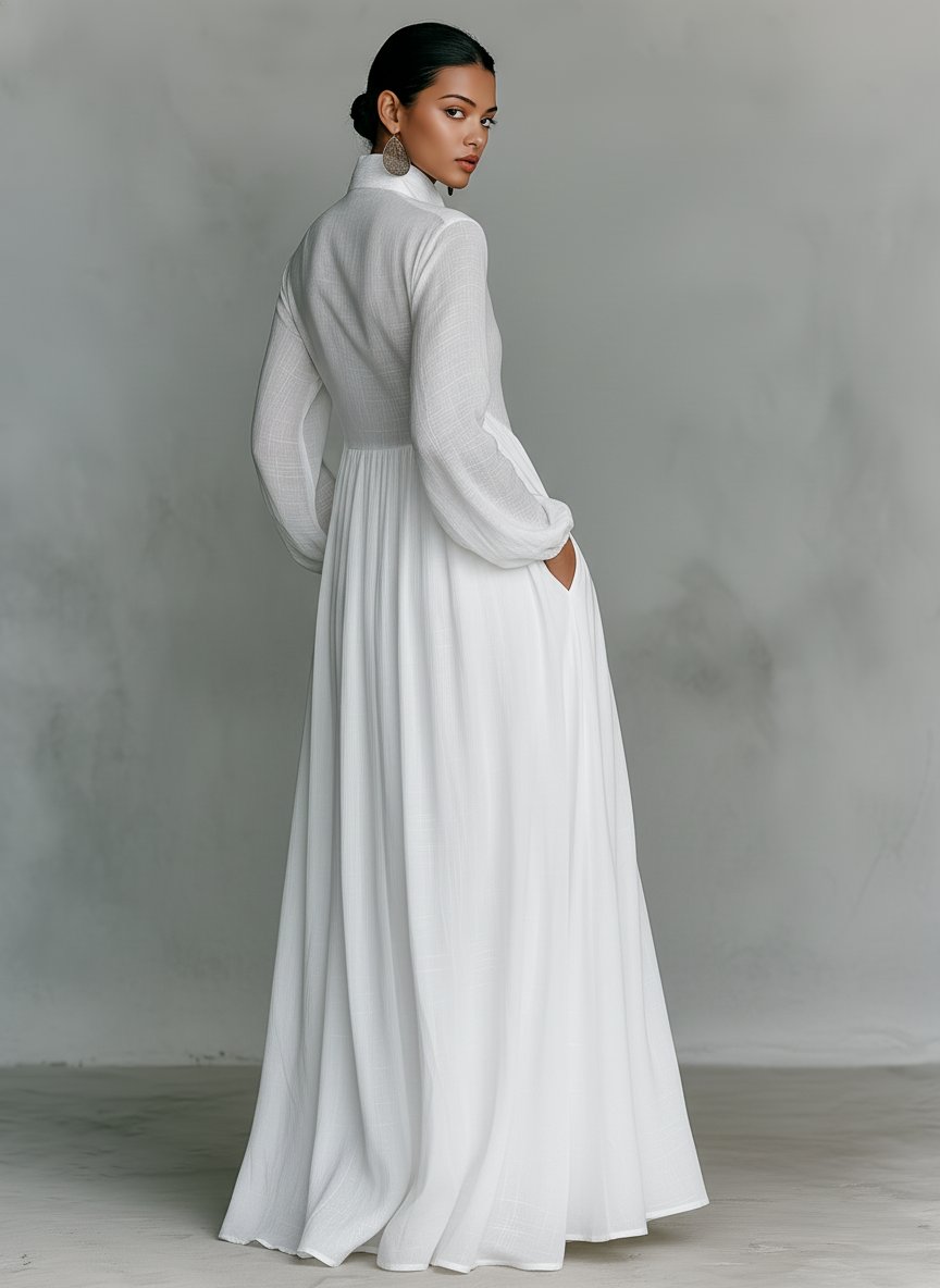 Luna | Women's Button-Front Long-Sleeve Maxi Dress – product image 7