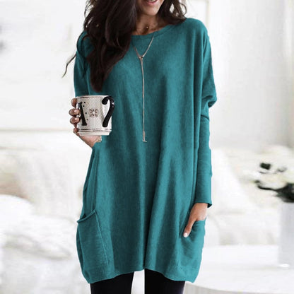 Women's Long Sweater Casual Modern Knit Top Comfortable Everyday — Color: Light Green
