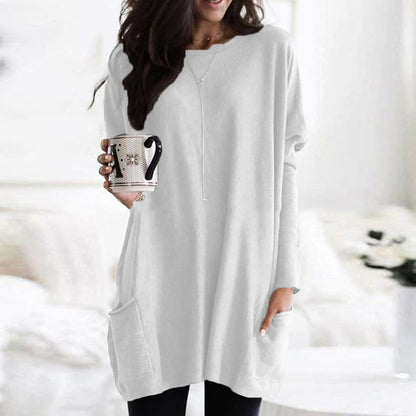 Women's Oversized Jumper | Long Knit Sweater — Color: White