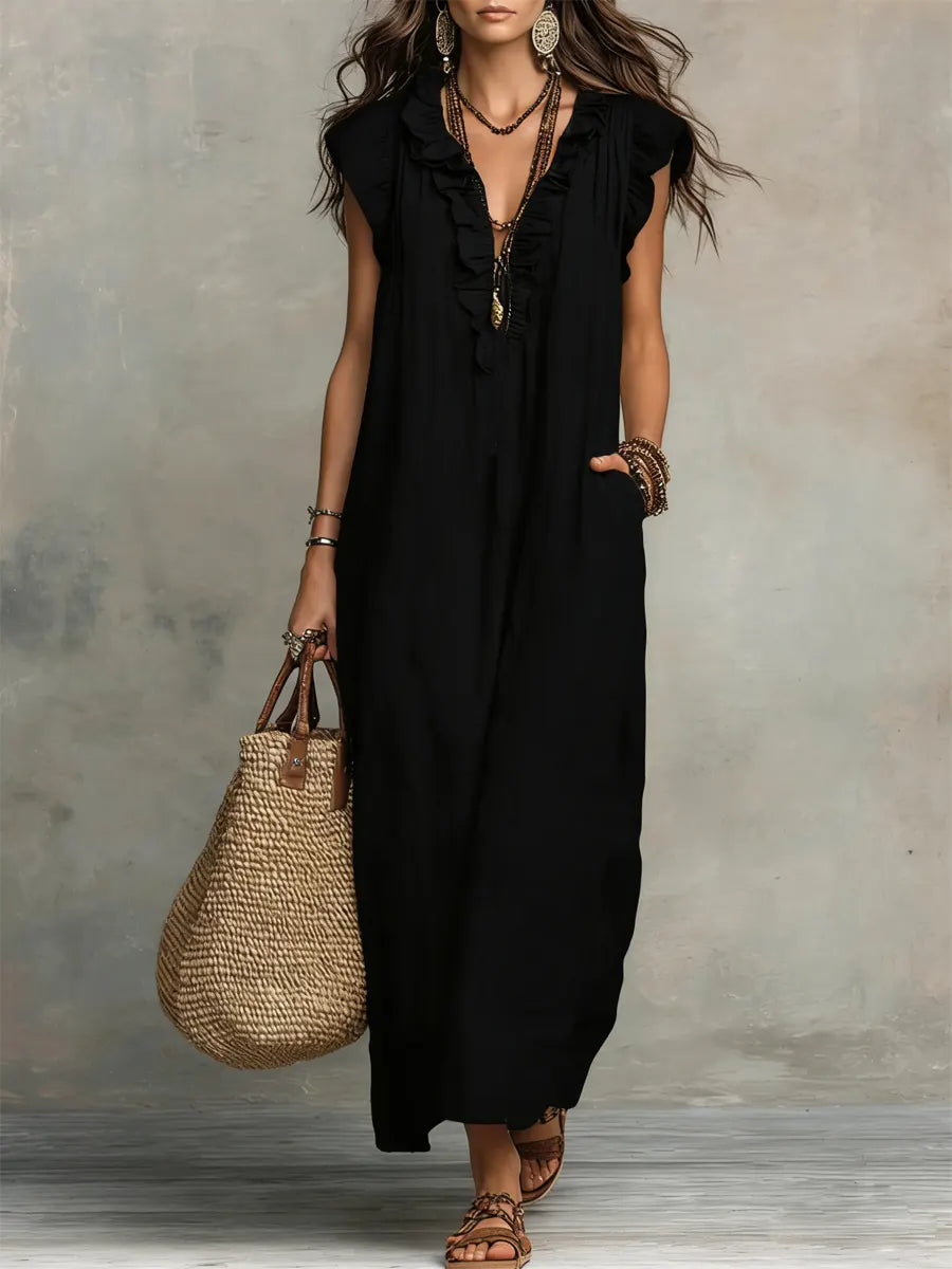 Effortless V-Neck Flowy Boho Maxi Dress — product view 6