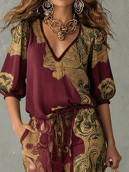 Rosalind | Printed Top and Trousers Set