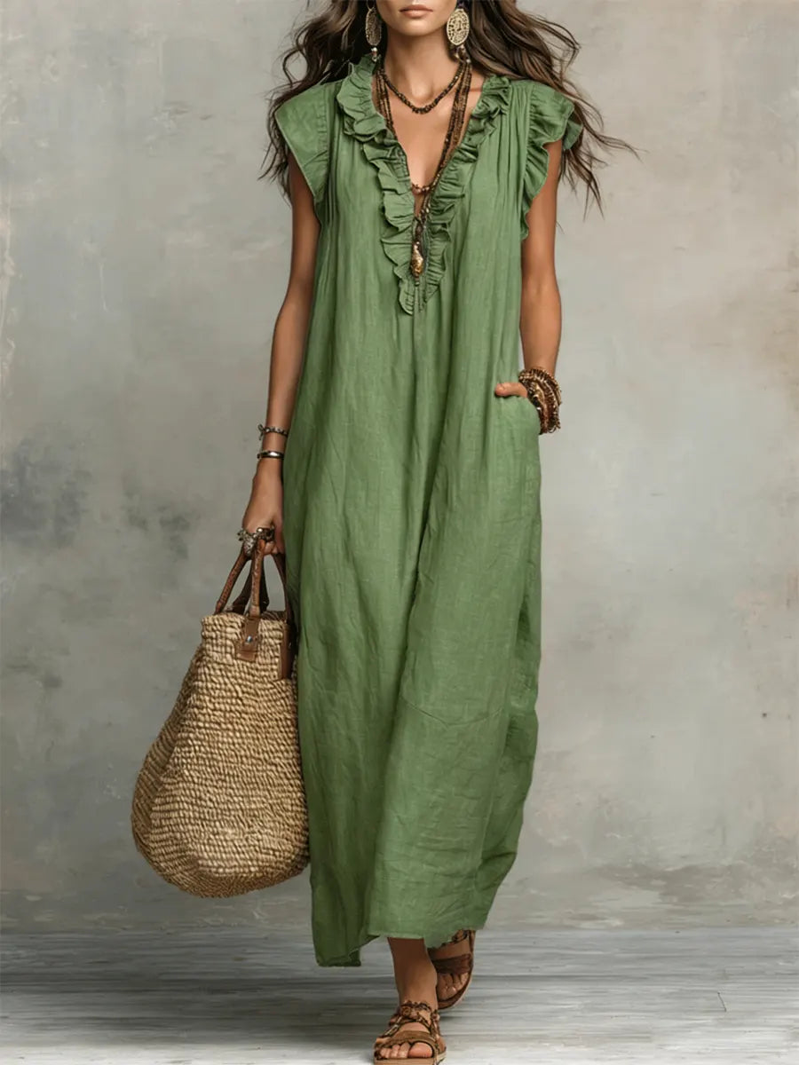 Effortless V-Neck Flowy Boho Maxi Dress — product view 2