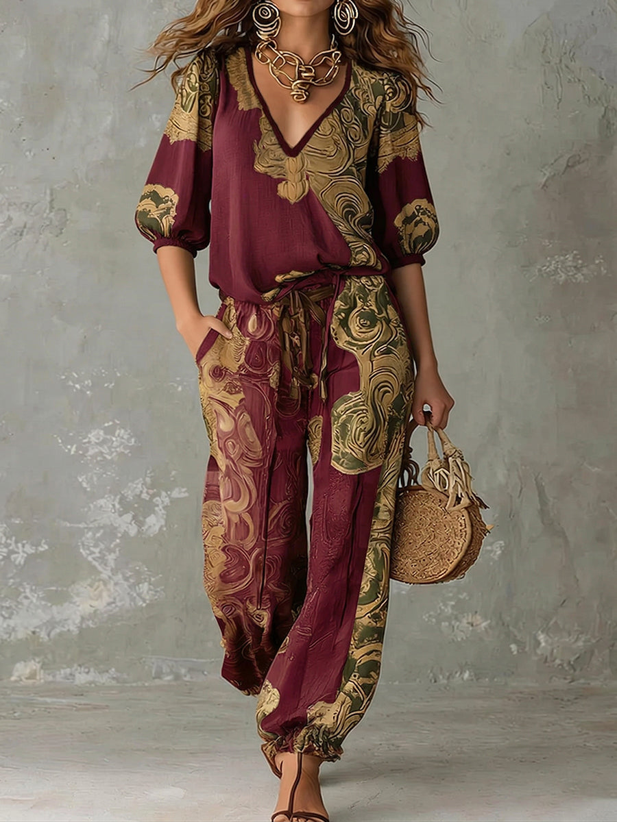 Rosalind | Printed Top and Trousers Set
