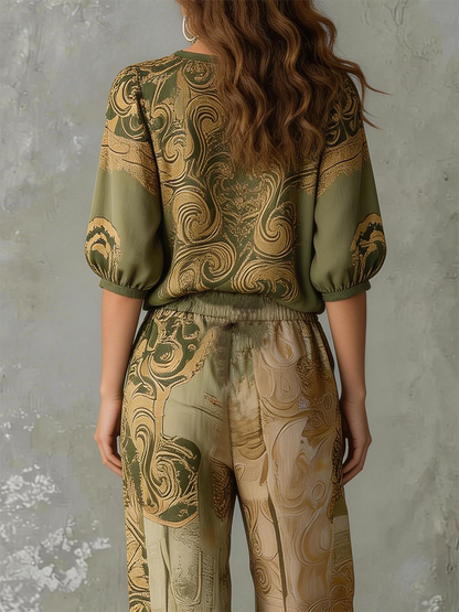 Rosalind | Printed Top and Trousers Set