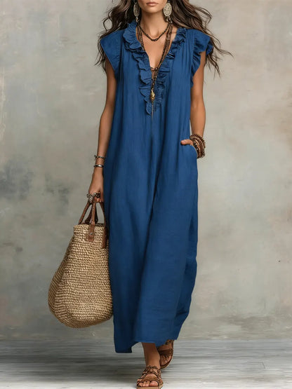 Effortless V-Neck Flowy Boho Maxi Dress — product view 3