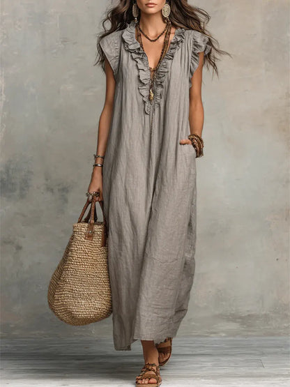 Effortless Ruffle-Sleeve Flowy Boho Maxi Dress — product view 2