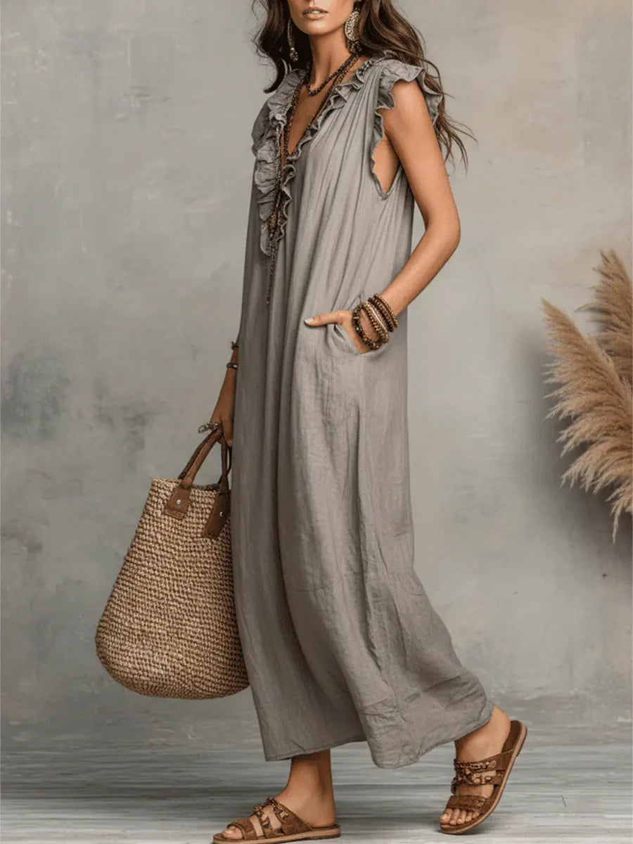 Effortless Ruffle-Sleeve Flowy Boho Maxi Dress — product view 17