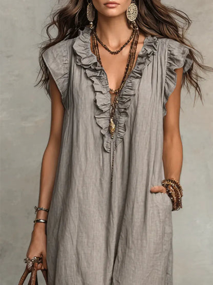 Effortless Ruffle-Sleeve Flowy Boho Maxi Dress — product view 15