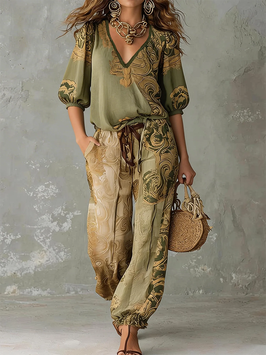 Rosalind | Printed Top and Trousers Set