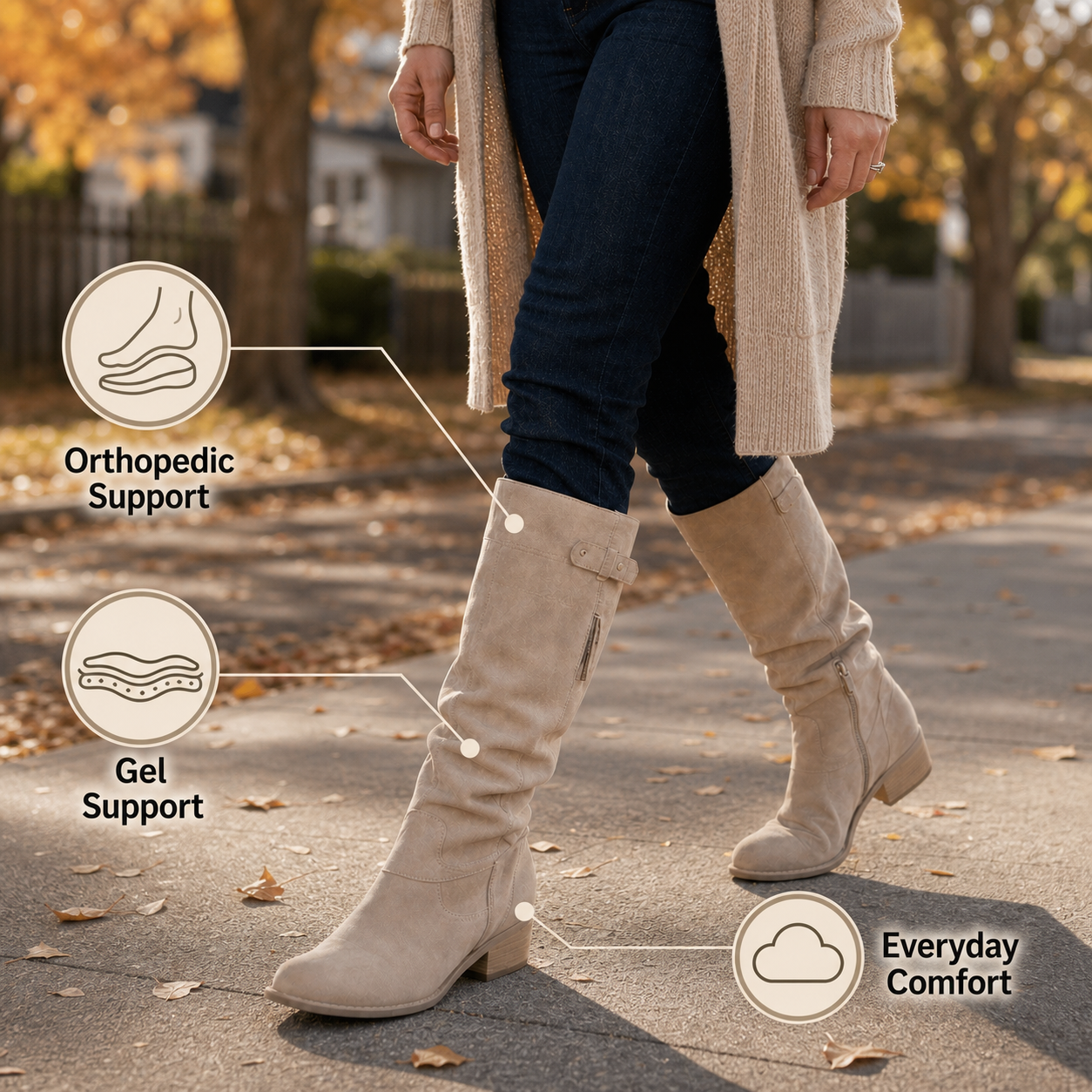Orthopedic Boots Women Gel Support Comfort Heel Pain Relief Everyday - Gallery B position 5