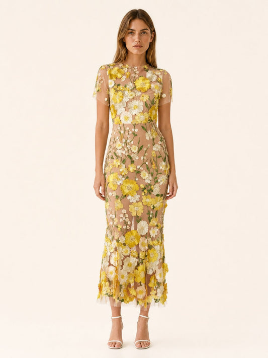 Penelope | Women's Floral-Appliqué Embroidered Maxi Dress – product image 1
