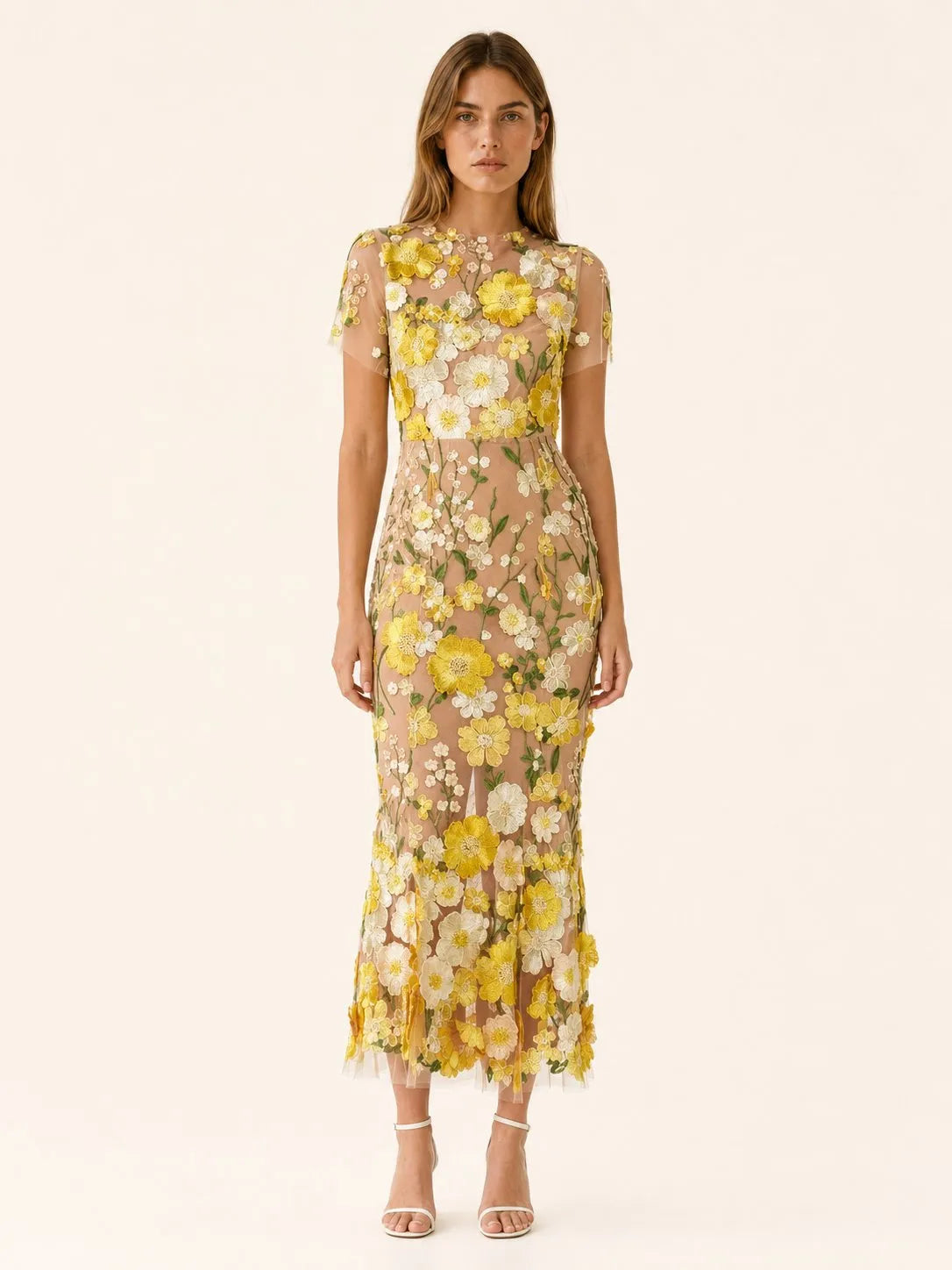Penelope | Women's Floral-Appliqué Embroidered Maxi Dress – product image 1