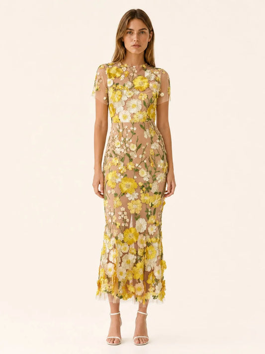 Penelope | Women's Floral-Appliqué Embroidered Maxi Dress – product image 1