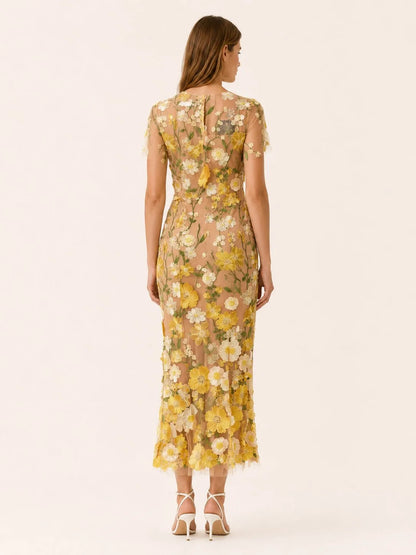 Penelope | Women's Floral-Appliqué Embroidered Maxi Dress – product image 3