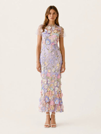 Penelope | Women's Floral-Appliqué Embroidered Maxi Dress – product image 7